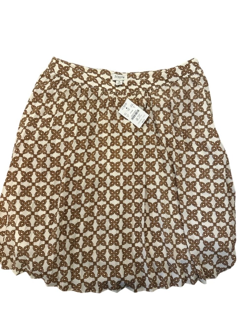 J.Crew Skirt Size 6 Womens Brown & White Geometric Print New With Tags Career